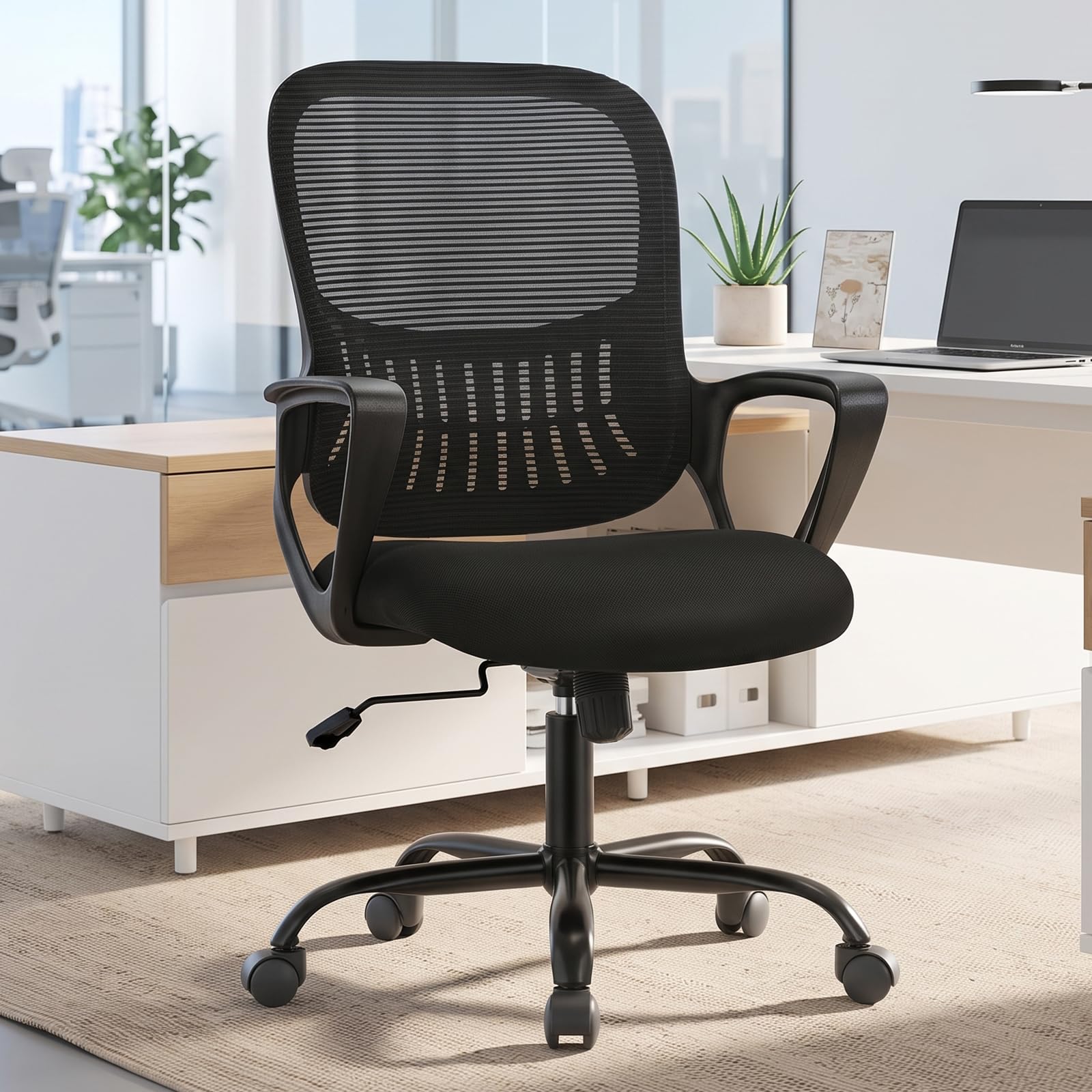 OLIXIS Home Office Chair, Mesh Desk Chair, Ergonomic Lumbar Support Black