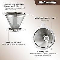Vista 3 de Gotero de Café Pour Over, Filtro de Café Sin Papel de Goteo Lento, Cafetera Pour Over para Preparar 1-2 Tazas, Diseño de Doble Malla de Filtro