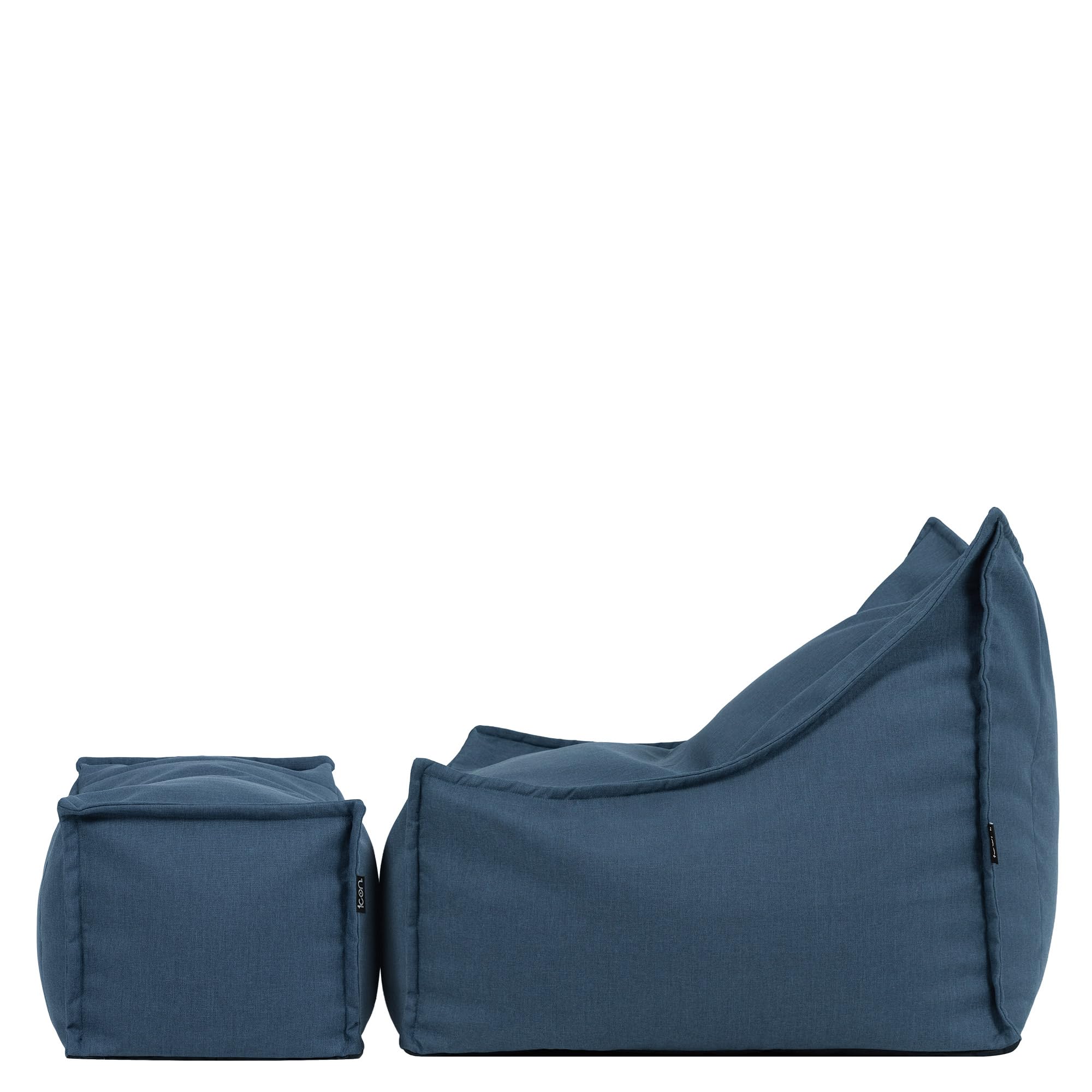 icon Alto Pouf Poltrona Sacco con Poggiapiedi, Blu Denim, Pouf de Esterno, Poltrona Sacco con Riempimento Incluso, Tessuto Resistente All'acqua, Sedia de Gardino, Mobili da Gardino, Terrazza