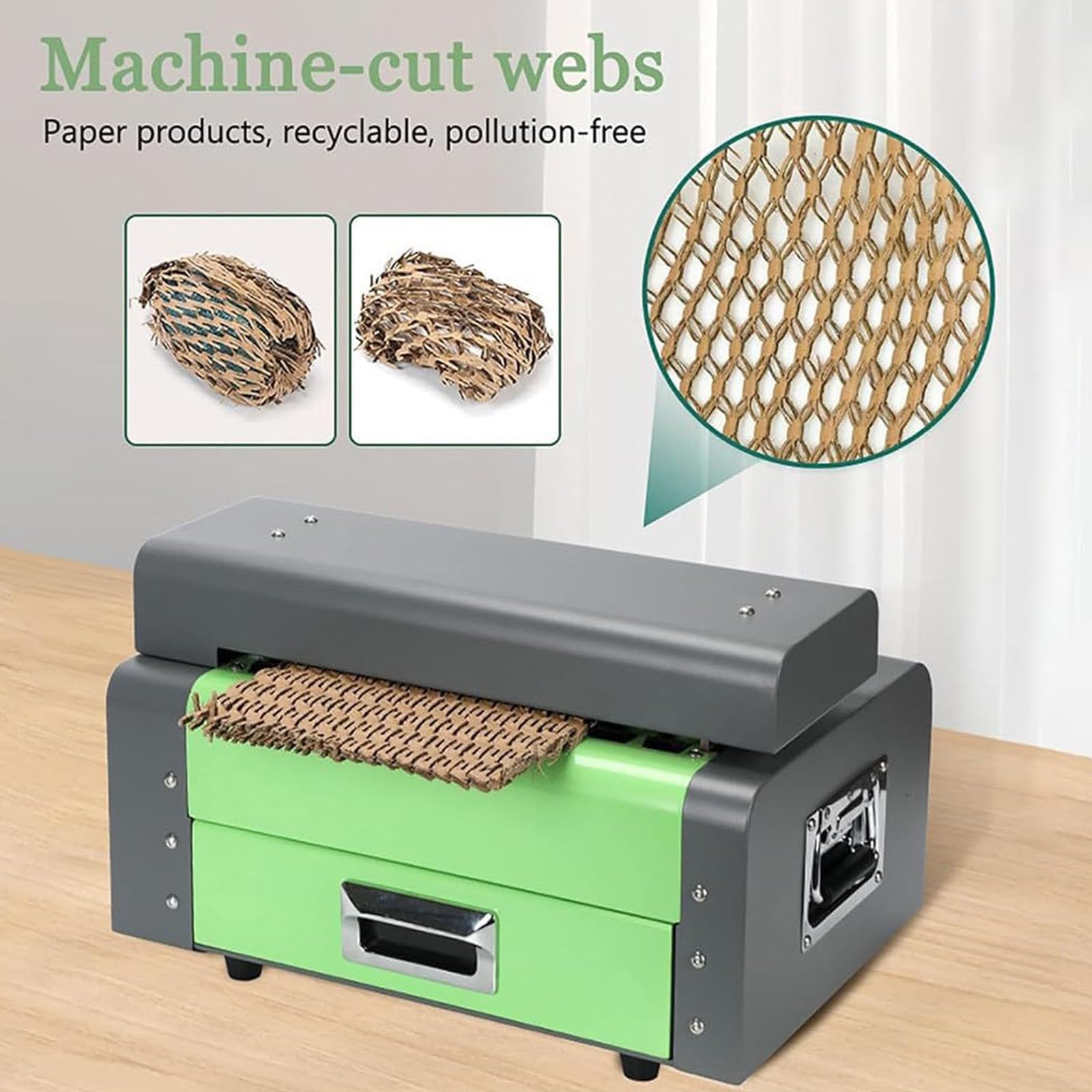 Máquina trituradora de cartón, fabricante de papel de embalaje de panal para cartón de desecho, convierte cartón en material de embalaje, velocidad de trituración: 3 m/min, 425 mm de ancho