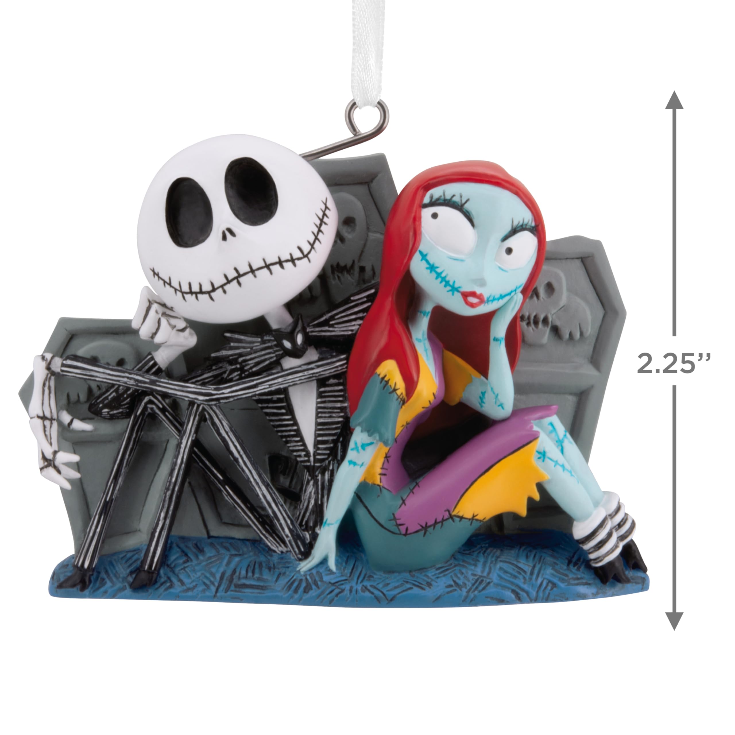 Hallmark Christmas Ornament, Disney Tim Burton's The Nightmare Before Christmas Jack and Sally with Tombstones Ornament, Gifts for Disney Fans
