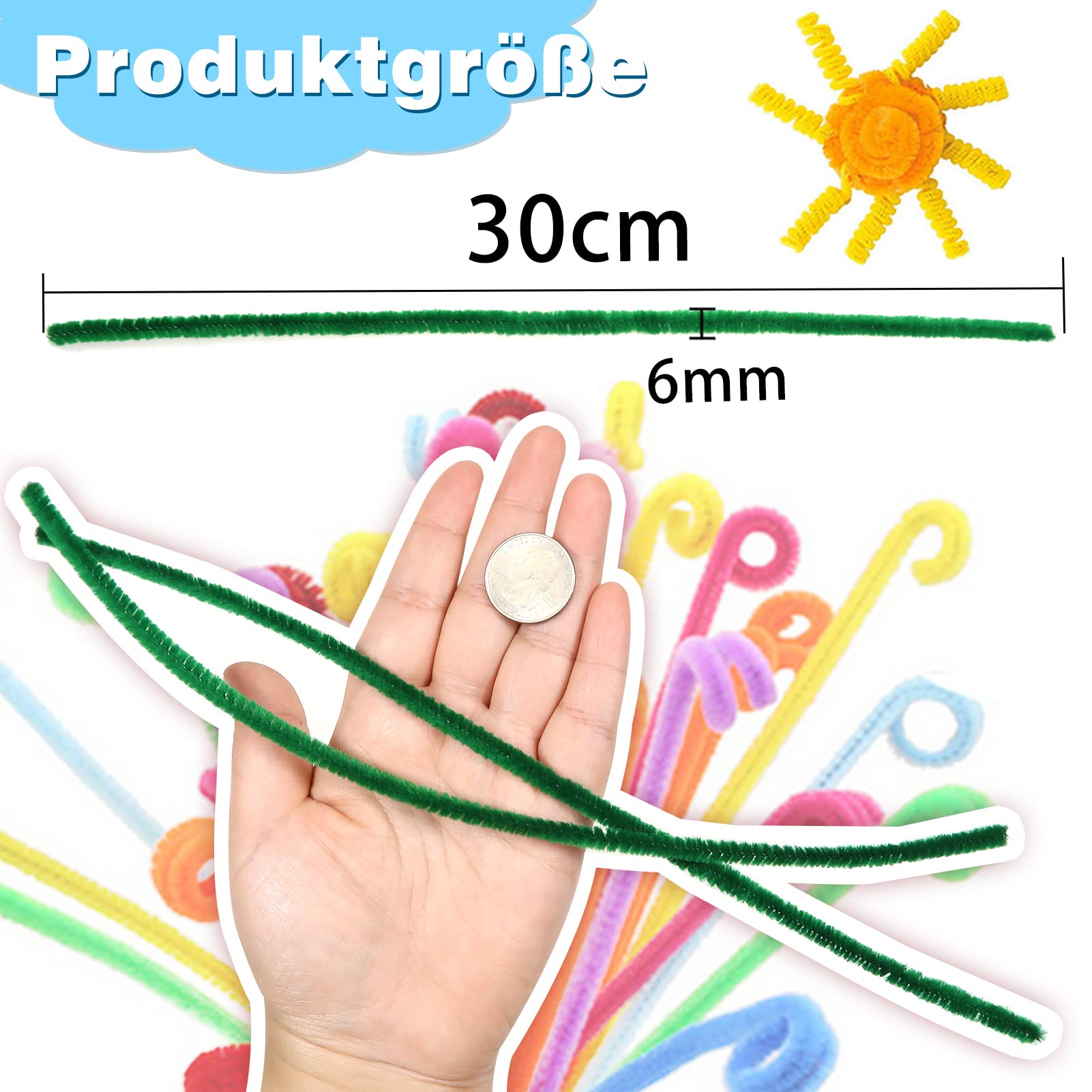 TOAOB 100pcs Dark Green Pipe Cleaners for Craft 30cm Long Chenille Stem 6mm Thick Fuzzy Sticks Craft Supplies for DIY Flowers Projects Home Decorations - Image 2