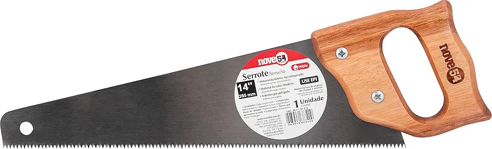 Serrote 14", Aço Temperado, Cabo De Madeira, Hobby, Nove54.
