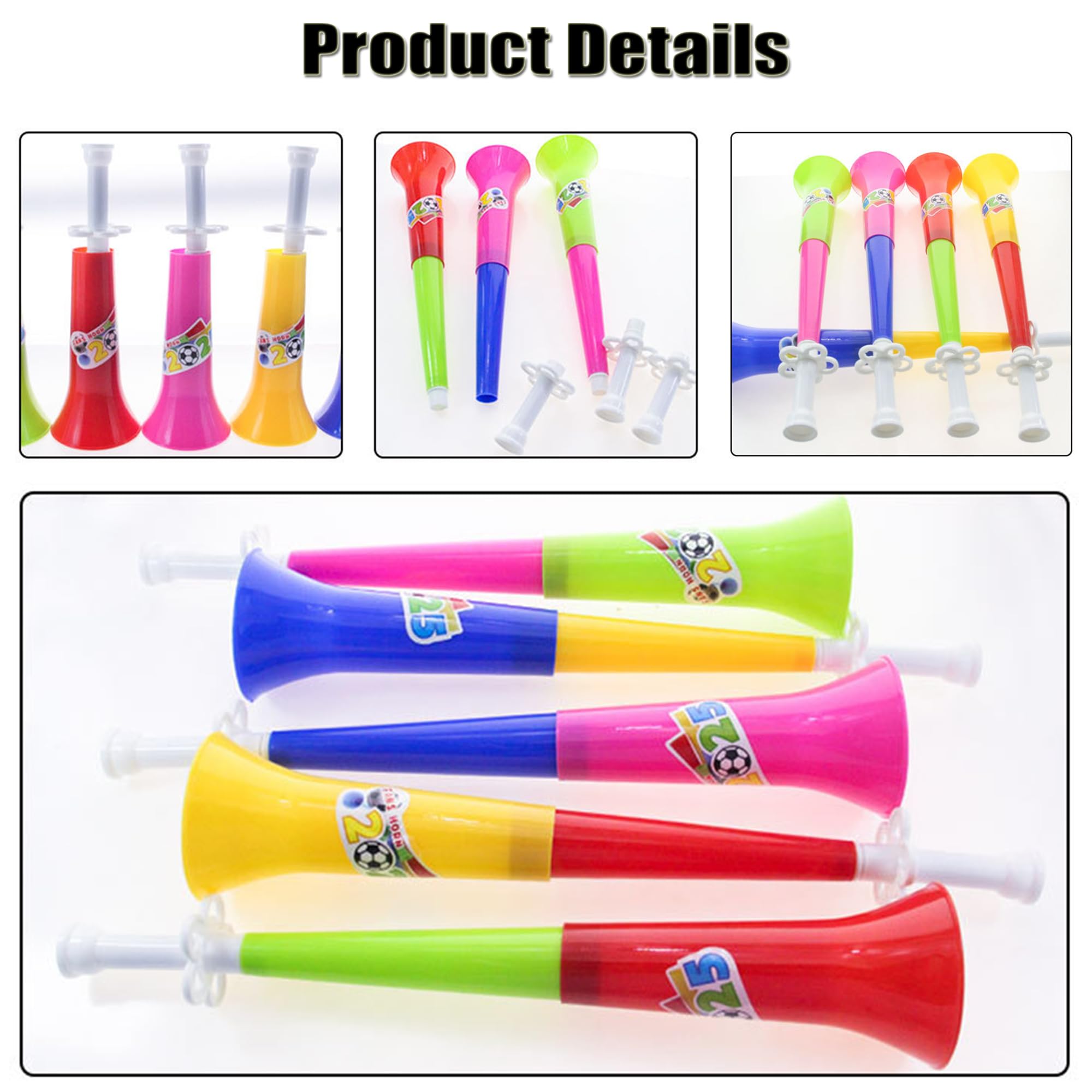2 Pcs Corne Vuvuzela Tröte Très Bruyant Klaxons Bruyants Jouer Trompette Plastique Fanfare Football Corne Stade Faiseurs Bruit Fan Claironne Bruyamment Événements Sportifs Match