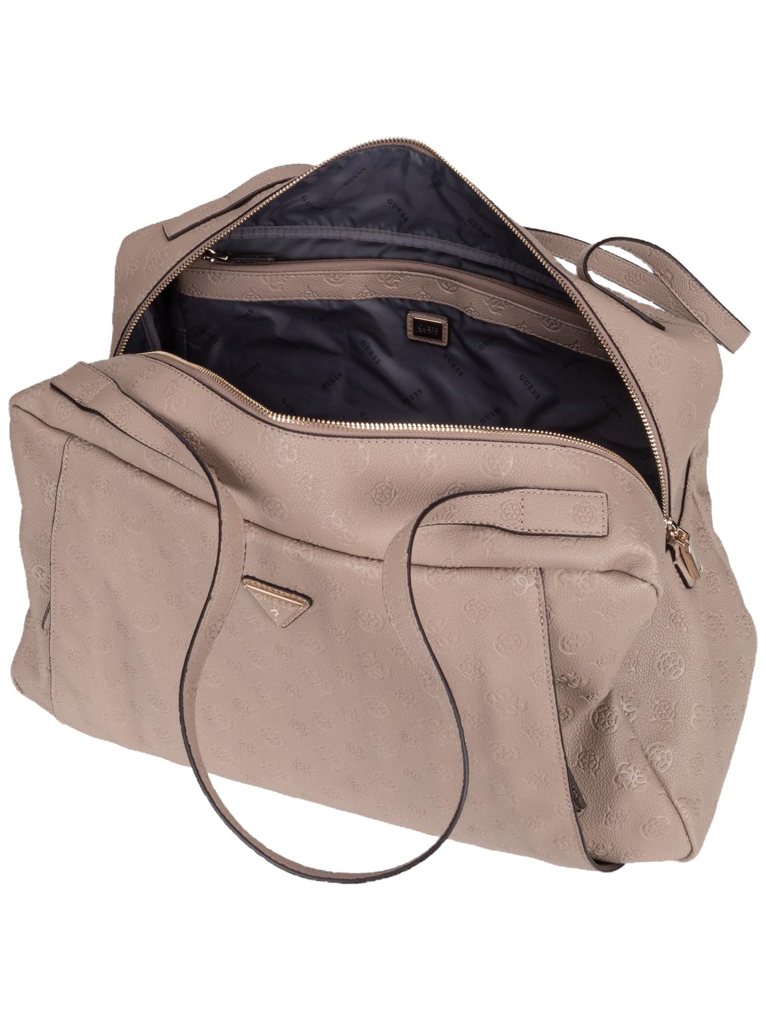 GUESS Torba podróżna Devon Travel Tote Taupe Logo Taupe Taupe Brown