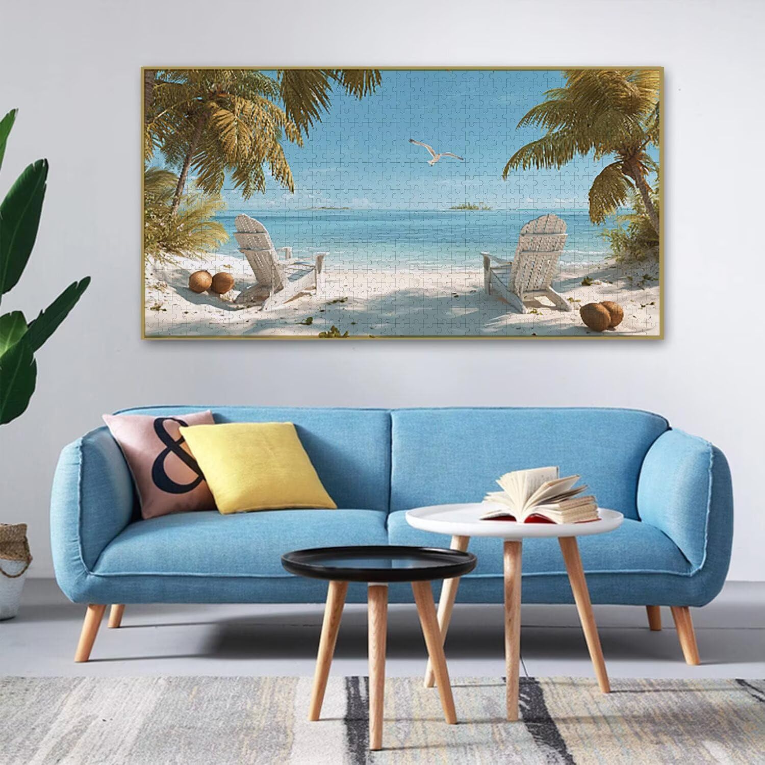 Puzzle dla dorosłych 1692 sztuk, widok na morze na plaży Puzzle, trudne, wyzwanie, puzzle idealnie pasują, napis na plecach, prezent dla seniorów (179x31cm) v-836