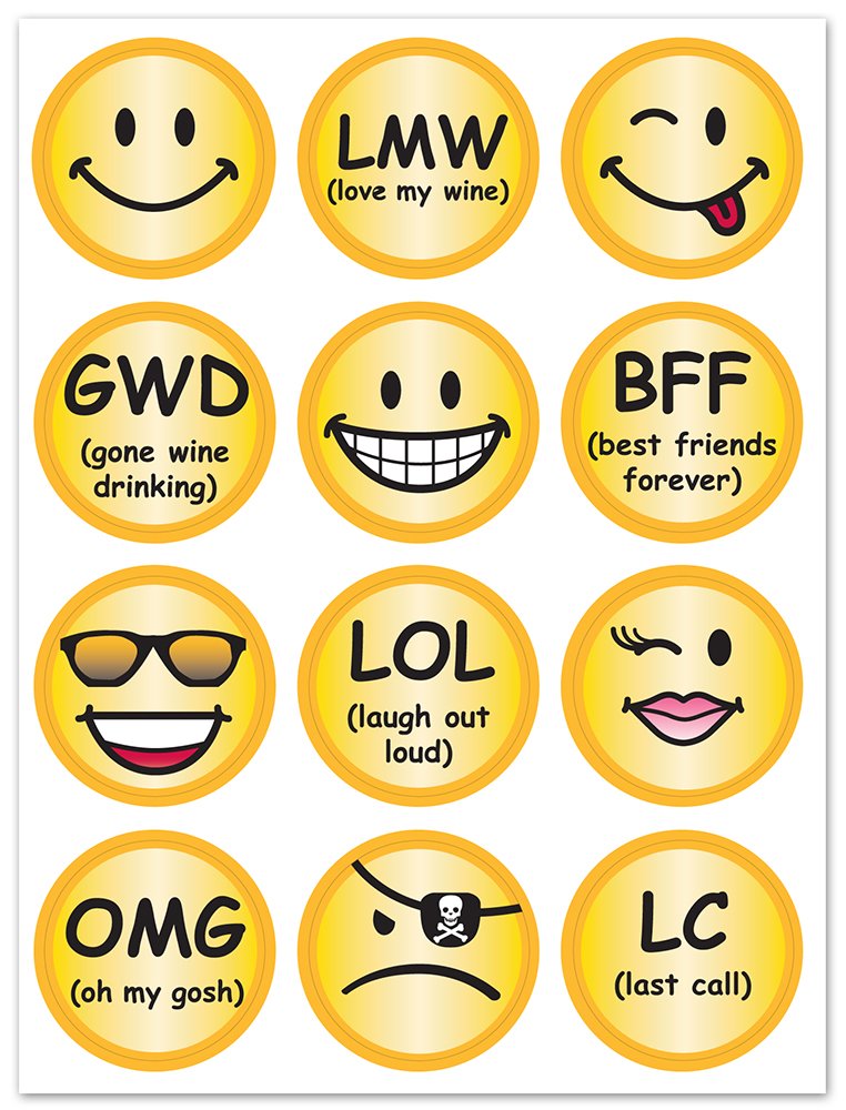 E-Chat & Smileys Glass Stickems - 24 Reusable Stickems