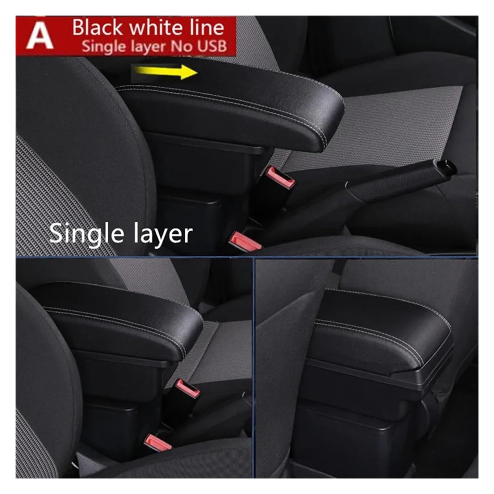 Caja Reposabrazos Para SEAT Para Cordoba II 2003 2004 2005 2006 2007 2008 2009 Caja Almacenamiento Reposabrazos Del Coche Accesorios Repuesto Interior Consola Central Reposabrazos(A red line NO USB)
