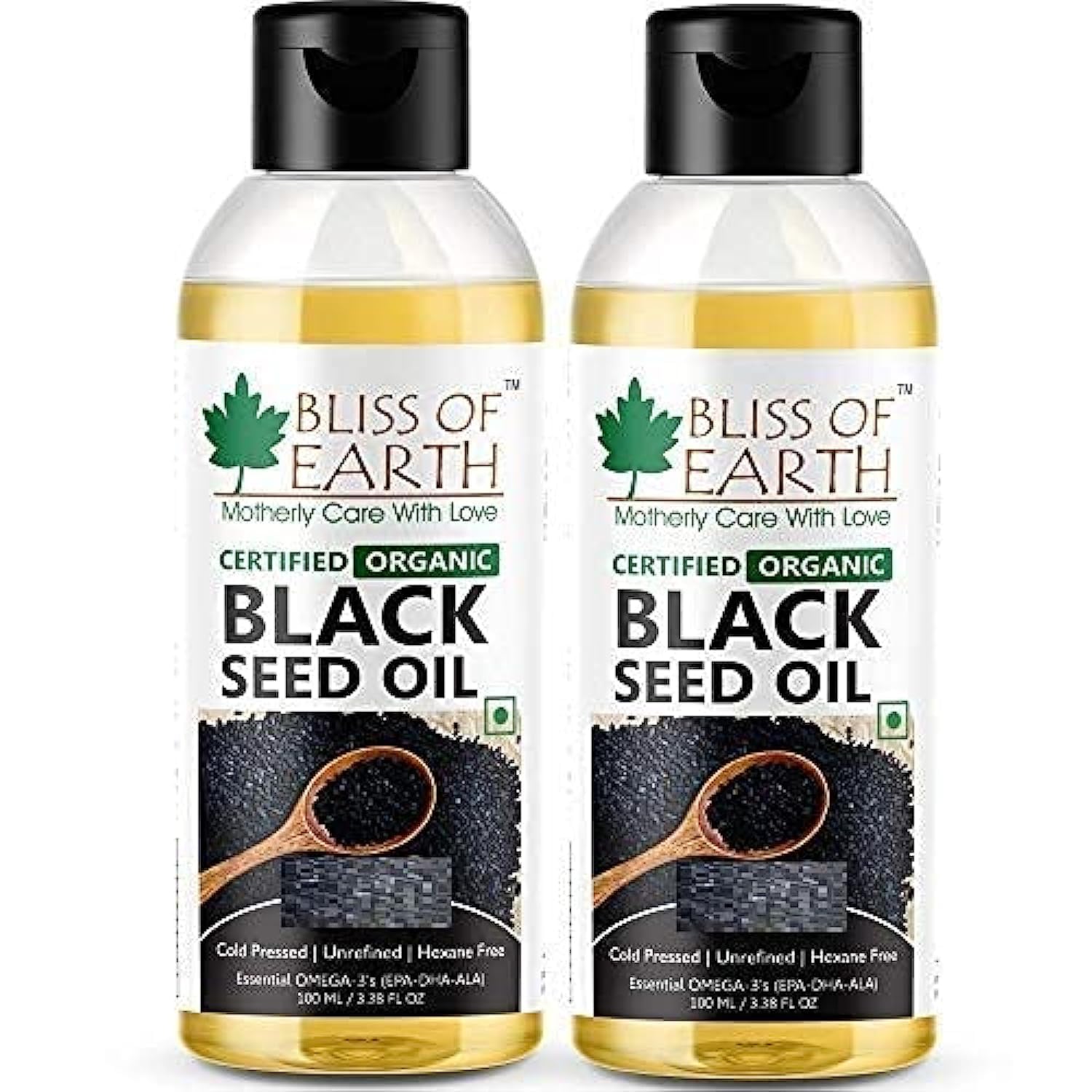 Black Seed Oil, Cold Pressed Organic Kalonji Oil for Hair Growth, Black Seed Oil for Skin Care, Digestive Aid & Immune Support, Habbat Al Baraka Oil for Weight Loss – Pack of 2 x 100ml