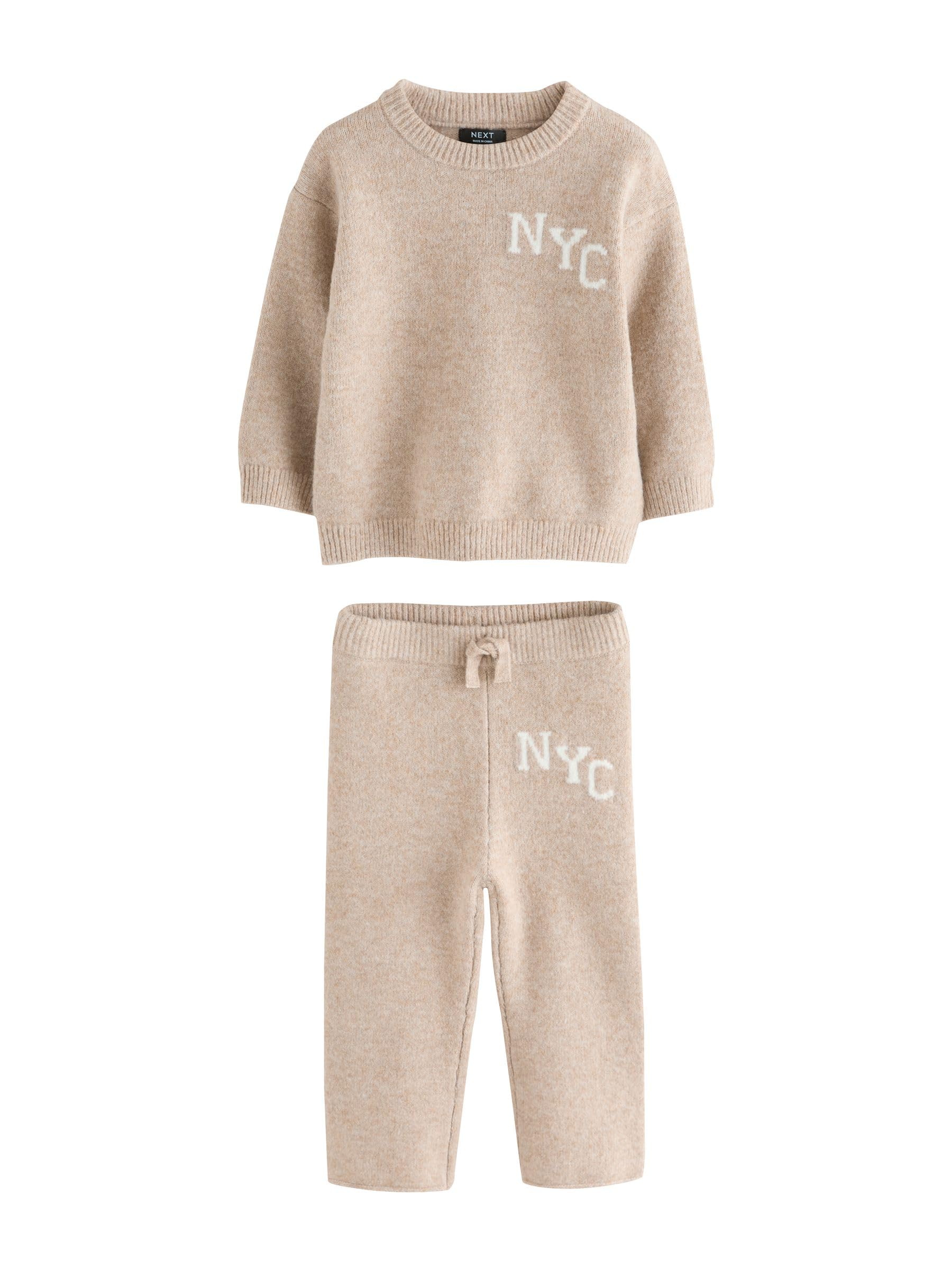 NEXT Garçon Ensemble pull NYC style universitaire et pantalon de jogging Naturel 18 Mois-​24 Mois