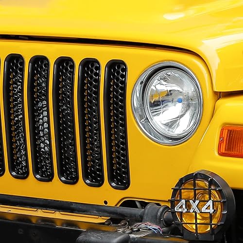 Miniatura 3 de JeCar para Jeep TJ Grill Inserts, Insertos de rejilla de malla para Jeep Wrangler TJ 1997-2006 (negro)