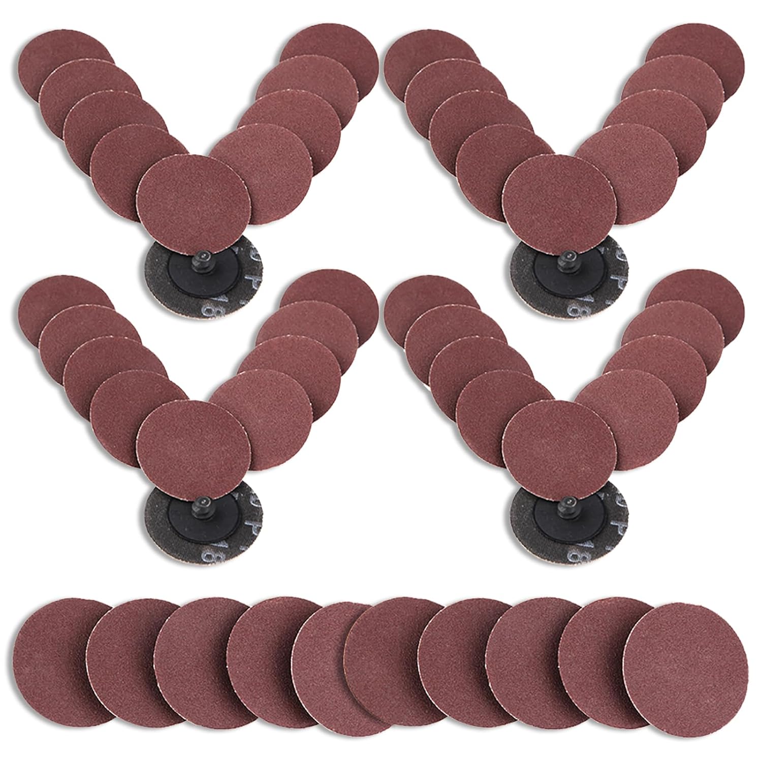 2 Inchs 50PCS Roll Lock Quick Change Discs Set 180 Grit Round Sanding Discs Sand Paper Set Sanding Discs for Die Grinder Surface Strip Grind Polish Burr Finish Rust Paint Removal