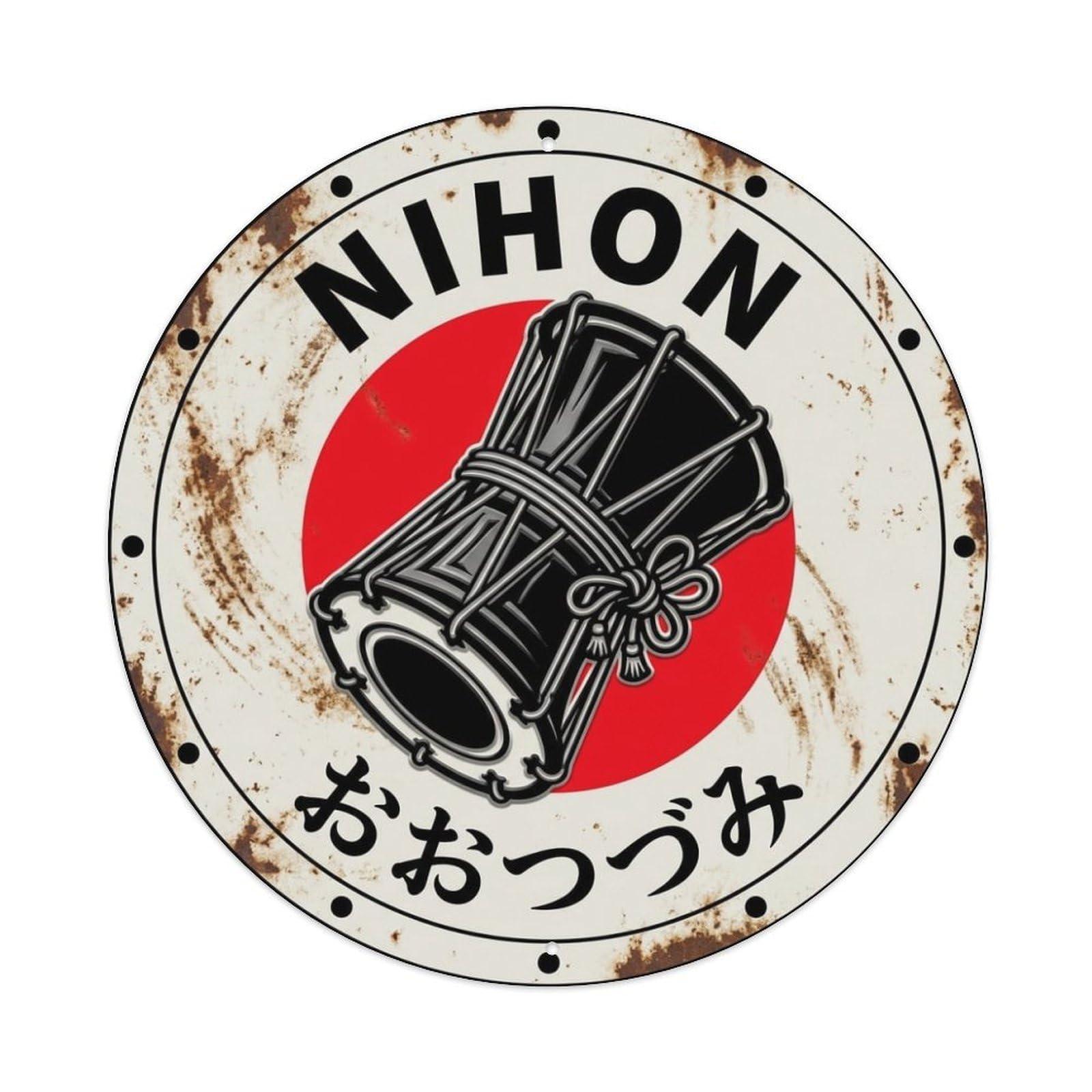 Galvaxio Style Otsuzumi Drum Nihon Hip Drum Vintage Metal Tin Sign