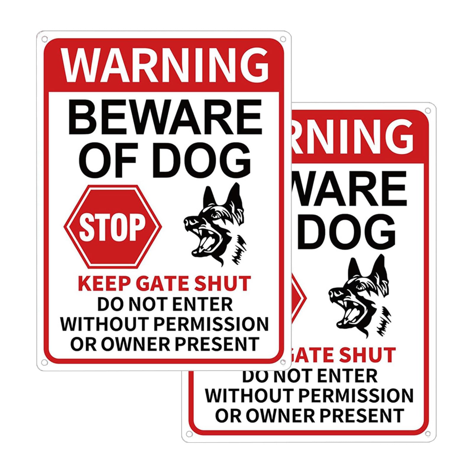 2PCS Beware of the Dog Sign Beware of the Dogs Sign Outdoor Gate Dog Signs for Gates Dogs Warning Signs for Fence Door