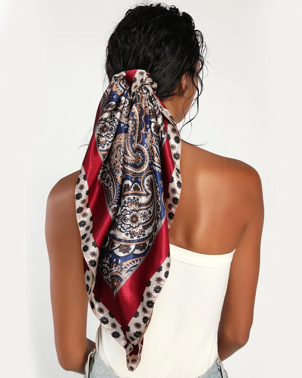 AWAYTR 35” Satin Head Scarf for Women Like Silk Scarf for Hair Scarf Satin Hair Bandana Women Headscarf Hair Wrap Scarf Neck - Image 7