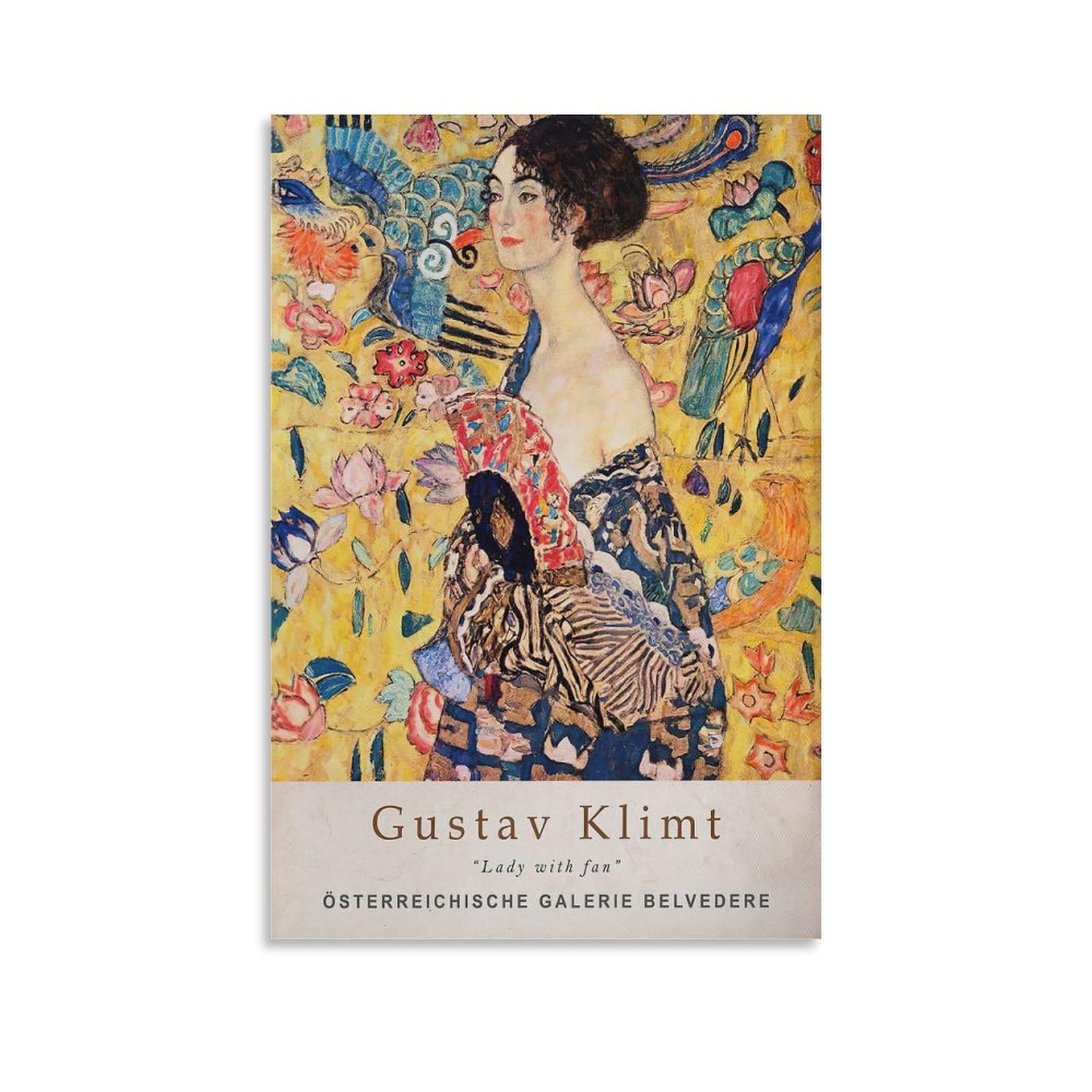Lady with A Fan by Gustav Klimt Painting Art Poster For Room Aesthetic Canvas Bathroom Art Wall Decor Photo Prints 08x12inch(20x30cm)