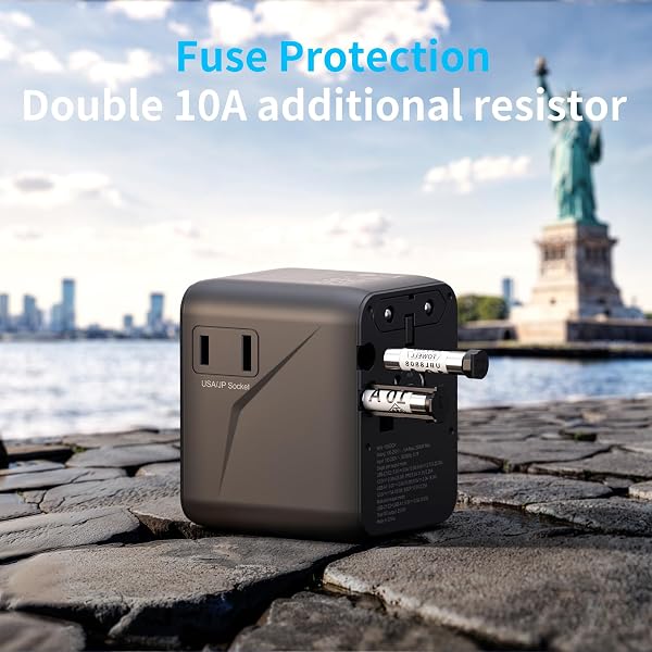 5 in 1 Adattatore Universale da Viaggio,Presa Universale da Viaggio con 1 USB A,2 USB C,1 Universale Presa,1 US/JP Presa,Adattatore Spina Internazionale per Italia UK US Australia Tailandia Messico - 5