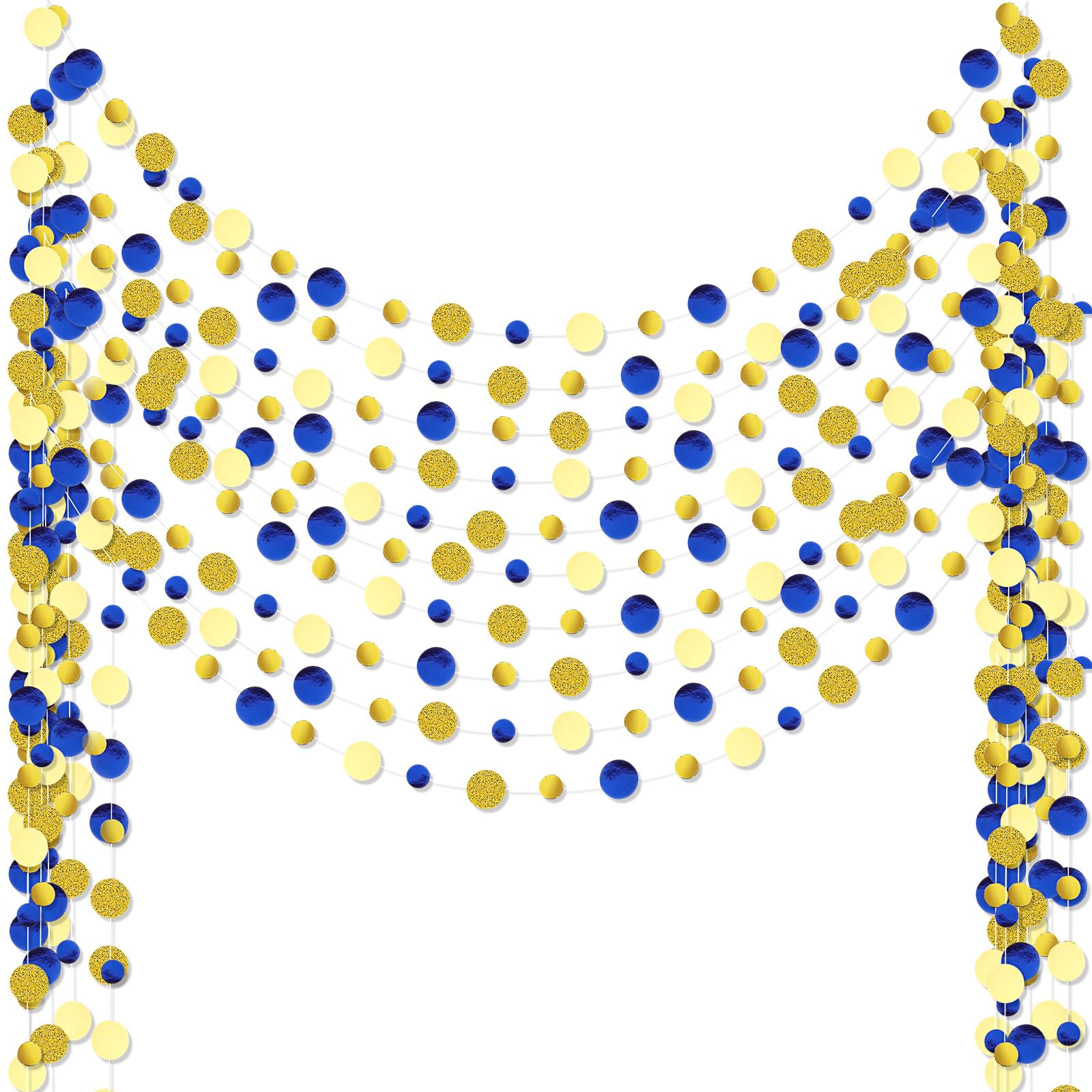 Outus 10 Pieces Round Dots Garland Valentine Easter Party Hanging Decor Each Length 13.1ft Glitter Paper Dot Streamers for Birthday Wedding Classroom