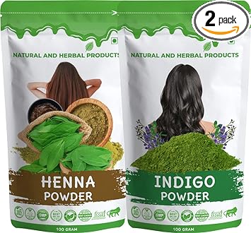 Indigo Henna Powder | Black Hair Color | Indigo Dye | Hair Growth | Hair Fall | Hair Color | Hair Conditioner | Hair Strong | Black Hair - 100 Gram(Pack of 2)