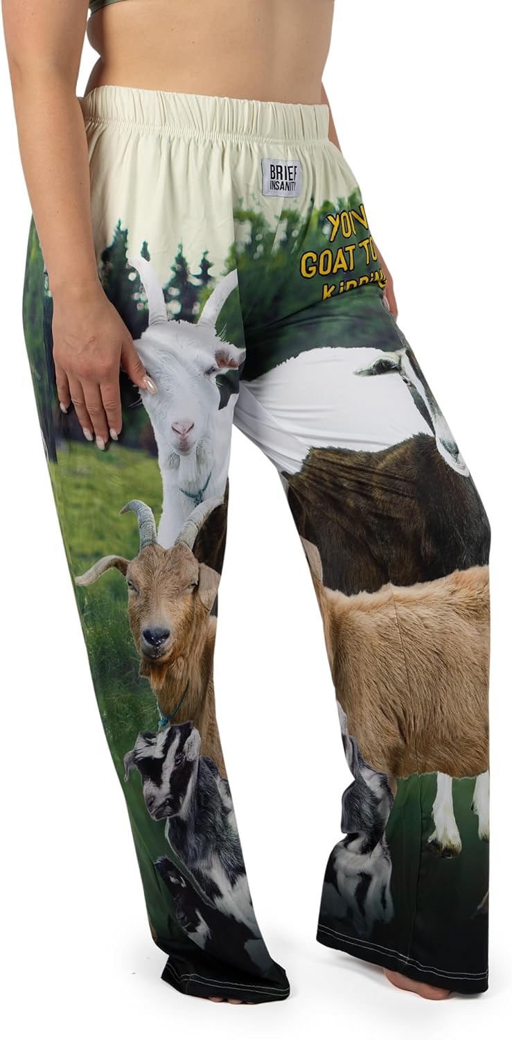 BRIEF INSANITY Goat Lounge Pajama Pants for Men and Women | Humorous, Funny, Comfortable Bottoms - Goat to be Kidding Print - Image 3