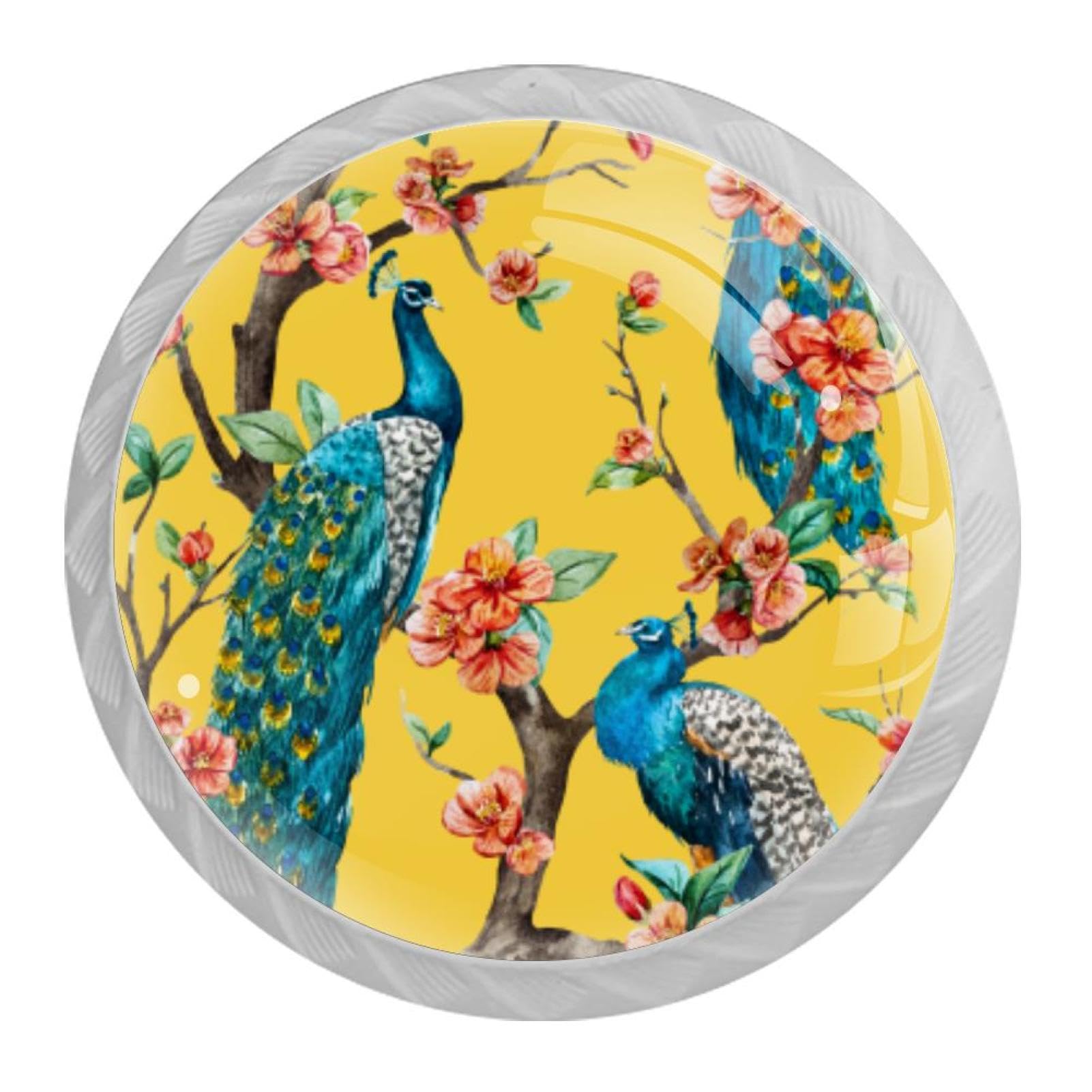 Tqmspg 4 Pieces Drawer Pulls Peacock Bird Door Knobs Dresser Handles for Kitchen Wardrobe Cupboard Hardware Furniture