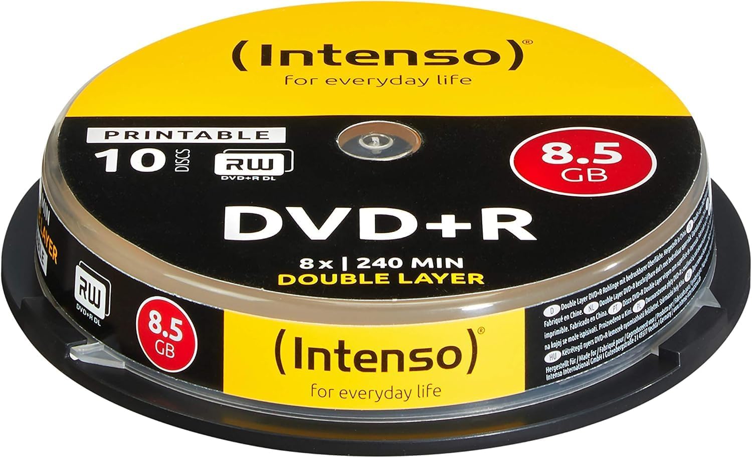 Intenso 4381142 DVD+R 8x Duel Layer Printable 10 Pack Cakebox