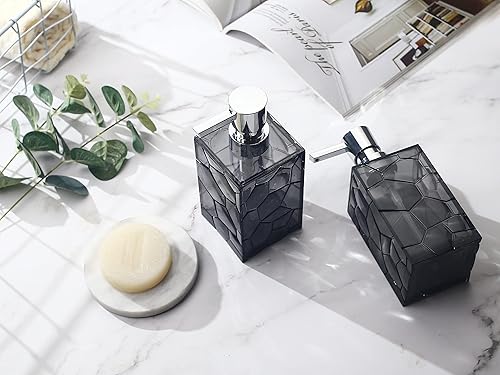 Miniatura 6 de Paquete de 2 dispensadores de jabón transparentes grises a prueba de óxido, juego de dispensadores de loción de jabón de manos de plástico acrílico