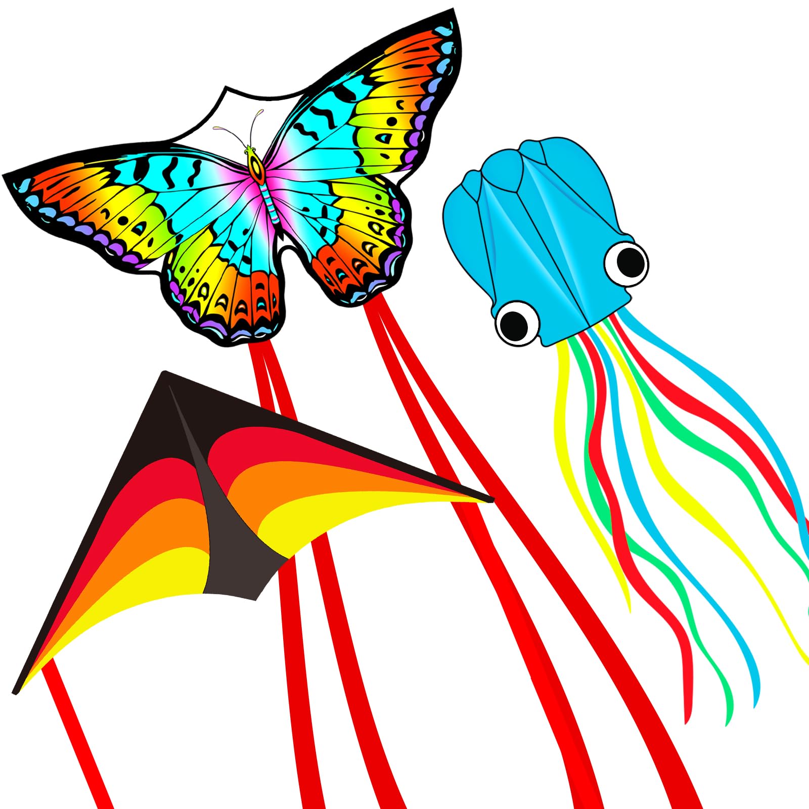 Trwałe latawce plażowe Delta Butterfly Octopus dla dorosłych i dzieci, łatwe latawce dla dzieci w wieku 8-12 lat, kolorowy aerodynamiczny design, lekkie i nieplączące się do aktywności na