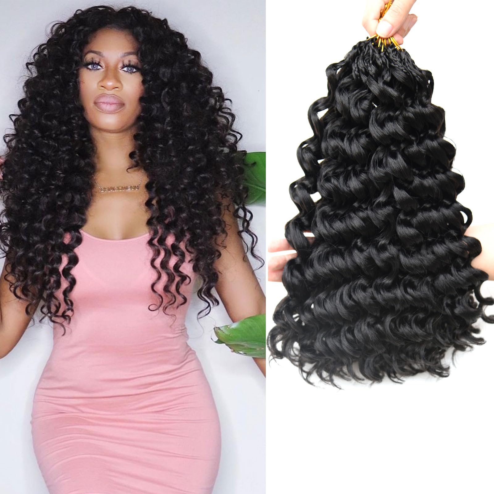 Photo 1 of 18inch Prelooped GoGo Curl Crochet Hair Ocean Wave Long Curly Crochet Hair for Black Women Beach Curl Water Wave Crochet Braids Pre-Twisted Curly Synthetic Braiding Hair Extensions