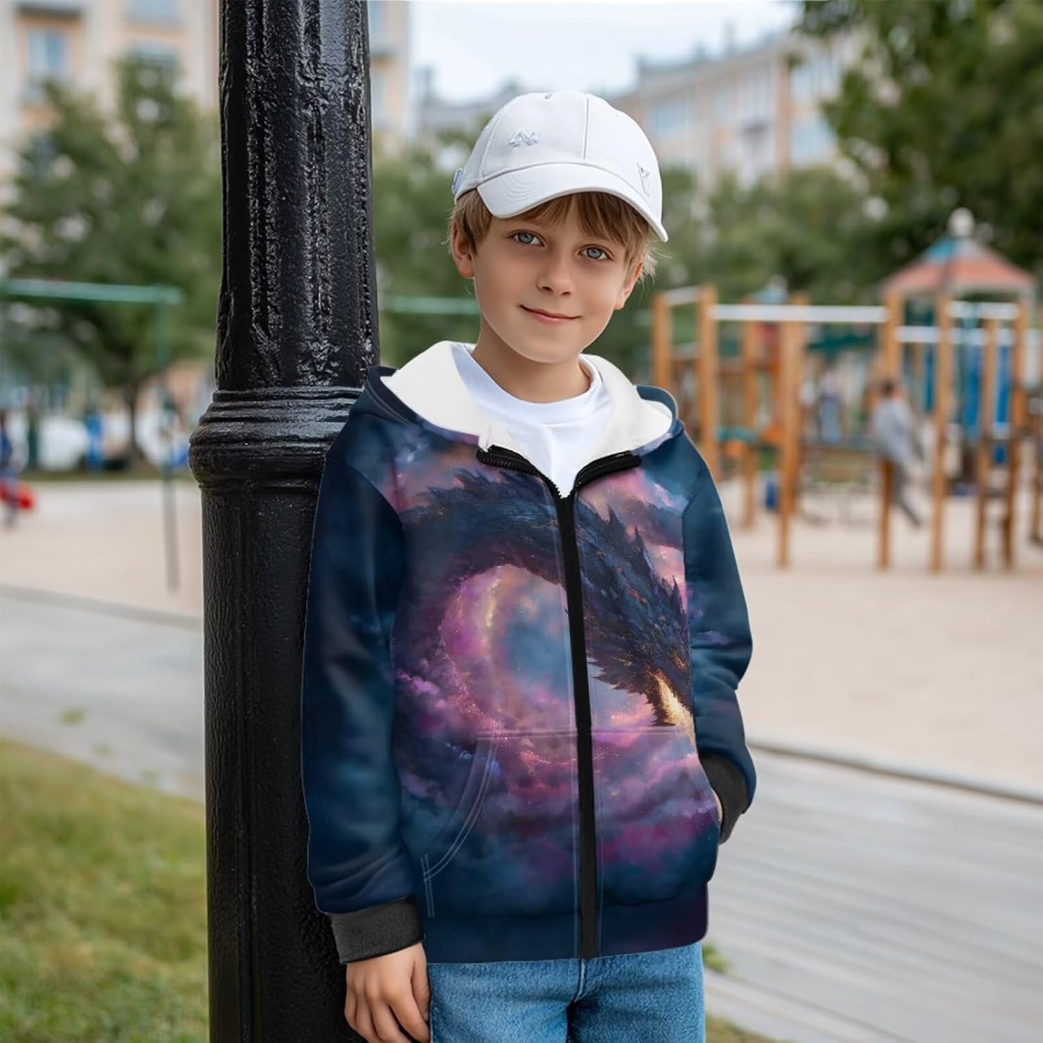 Boys Hoodies Boys Zip Up Hoodies with Front Pocket Children Fleece Sweatshirt