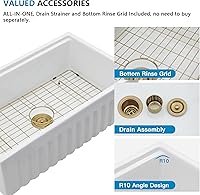 Vista 16 de 36 Farm Sink White - Fulorni 36"x20" Farmhouse Kitchen Sink Flat Apron Front White Ceramic Porcelain Fireclay Deep Single Bowl Farmer Kitchen Sink