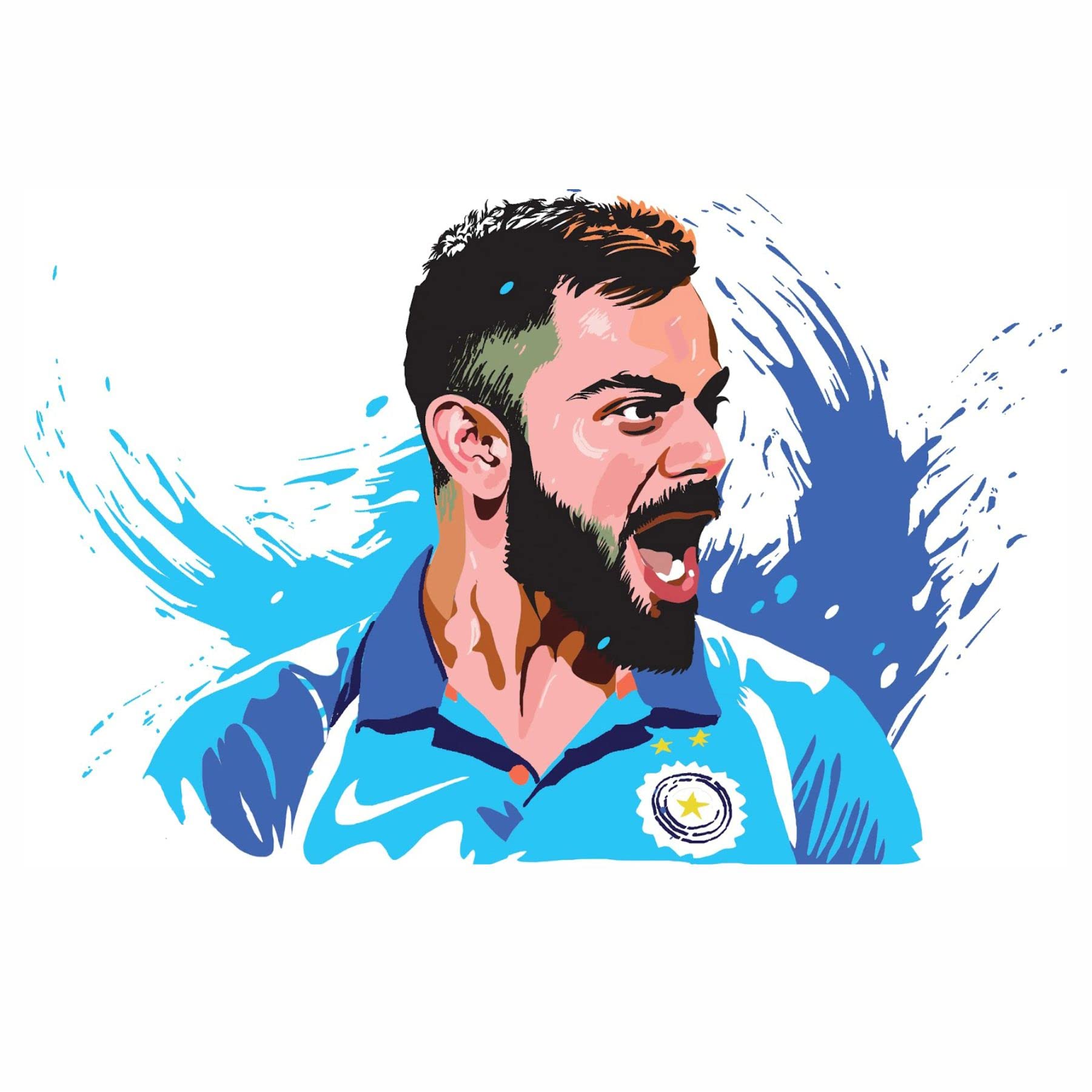 Sticker Yard Virat Kohli Sports Vinyl Wall Sticker for Living Room/Bedroom/Office and All Decorative Wall Stickers Size 55X40CM-image-46