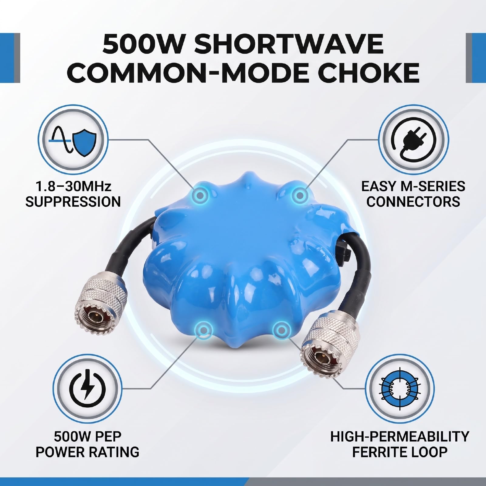 Dioche Dławik Trybu Wspólnego 500 W, Pętla Ferrytowa 1,8 do 30 MHz