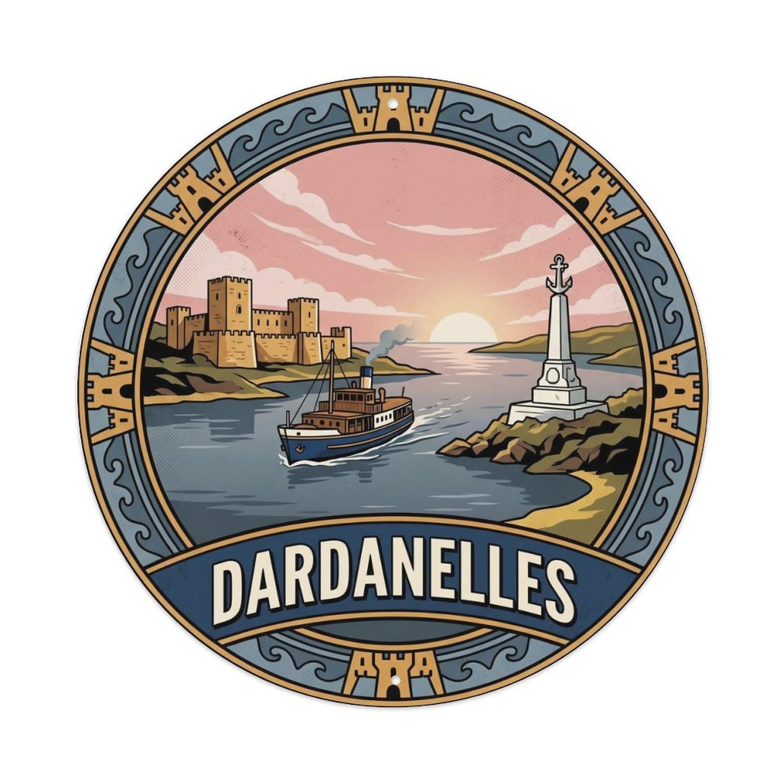 Gallipoli Dardanelles Coastal Historic Turkey Metal Tin Sign