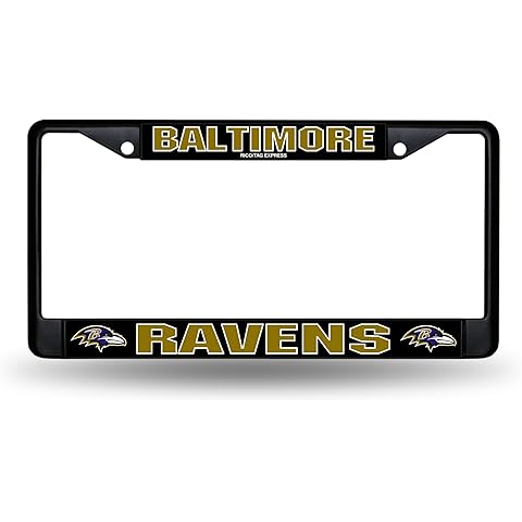 Rico Industries NFL Football Primary Black Chrome Frame with Plastic Inserts 12