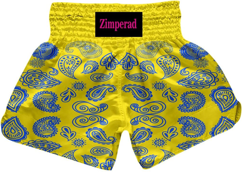 Muay Thai Shorts, Paisley Print Drawstring Kickboxing Shorts, Boxing Shorts, Men Women