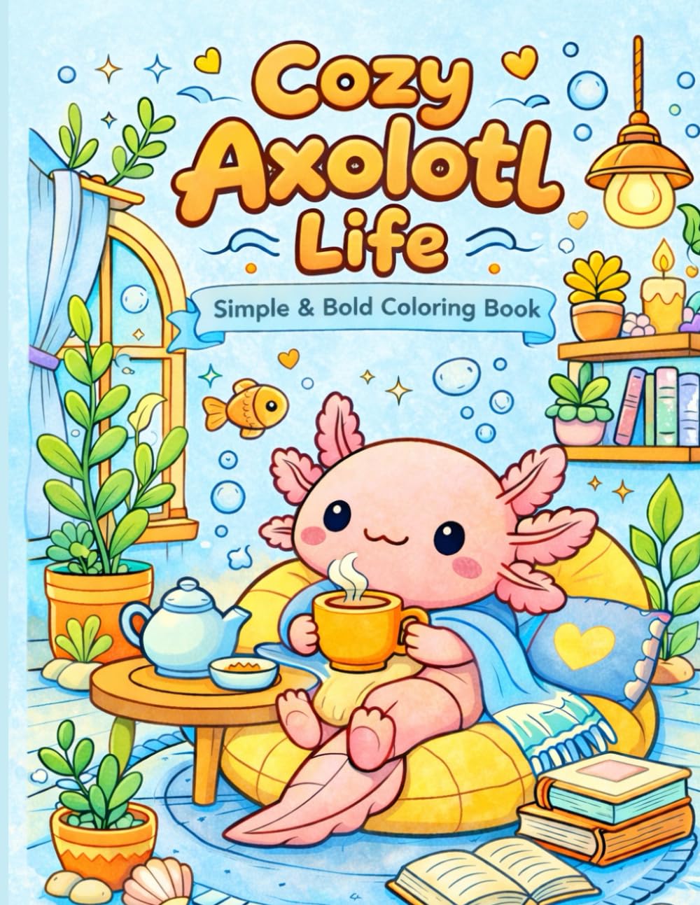 Cozy Axolotl Life: Simple & Bold Coloring Book for Relaxation and Fun (Easy Breezy Bold)