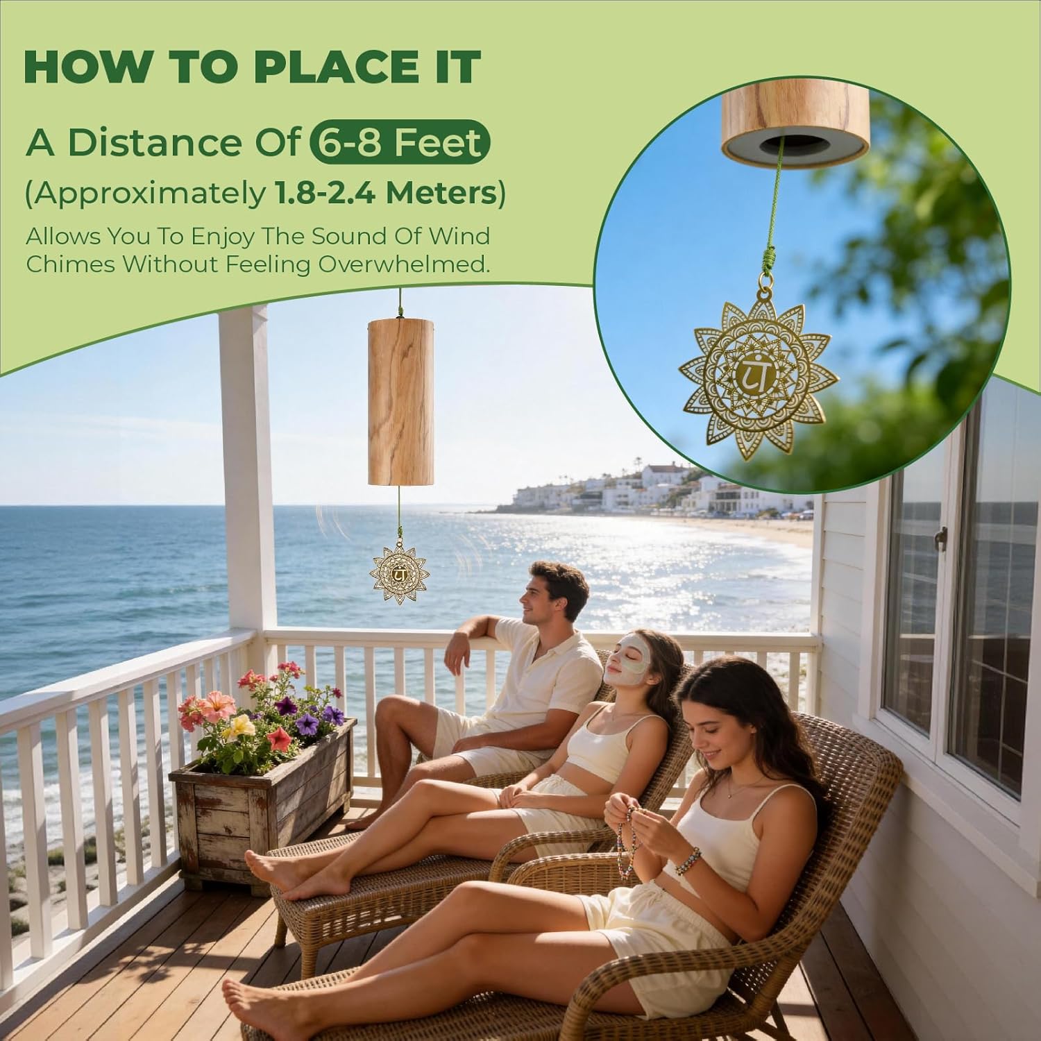 Hand-Tuned Wood Wind Chimes for Outside - Deep Tone Soothing Sound for Zen Garden Decor & Meditation - Weather-Resistant Wooden Windchimes, Memorial Sympathy Gift for Loss of Loved One