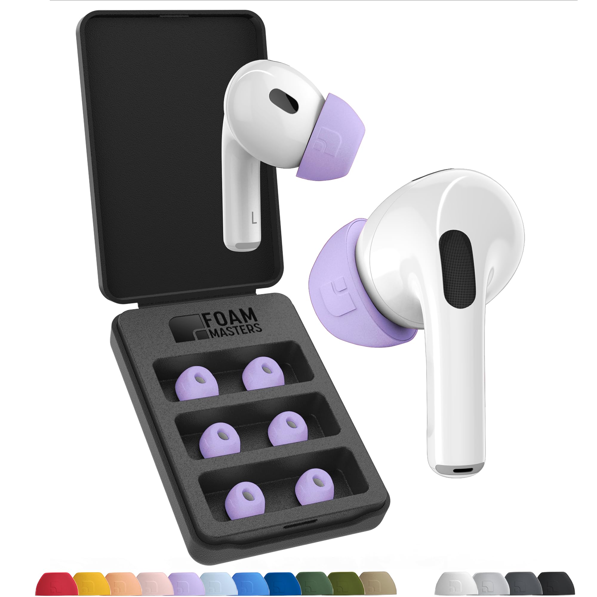 Foam Masters Ultra-Premium Memory Foam Ear Tips for AirPods Pro 1st & 2nd Gen | 3 Pairs | New Ver. | Secure Fit | Super Comfort | Better Noise Cancel