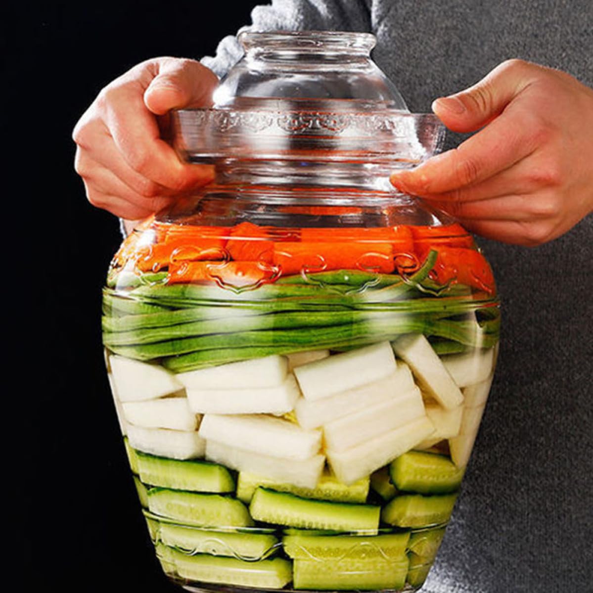 Barattolo e Conservazione Alimentare in Vetro per Fermentazione da 2,5kg Coperchio Ermetico, Superficie Liscia e Confezione Pratica Stili multipli per Ristorante Stili multipli