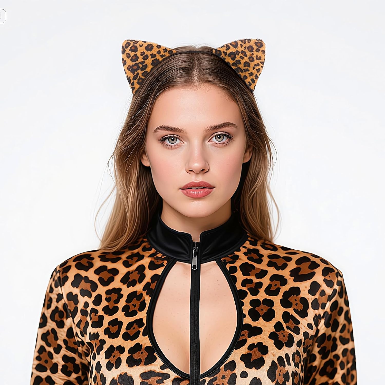Leopard Cat Ears Headband for Women, Halloween Cosplay Leopard Costume Hair Accessories for Adult - Image 5