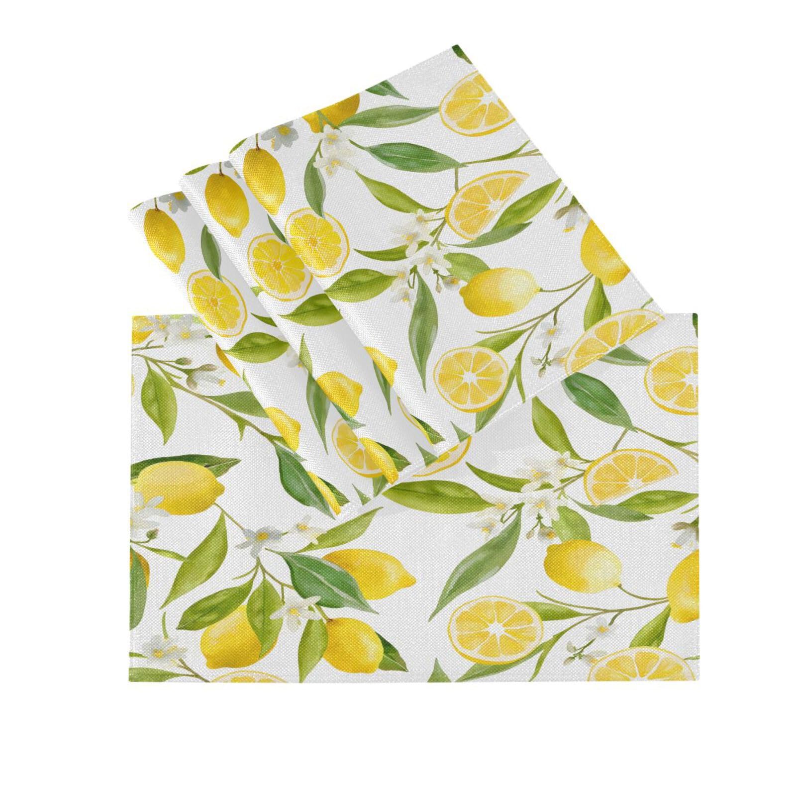 Juego de 6 manteles individuales de flores de limón lavables, antideslizantes, resistentes al calor, para el hogar, cocina, comedor, fiesta, 12 x 45 cm