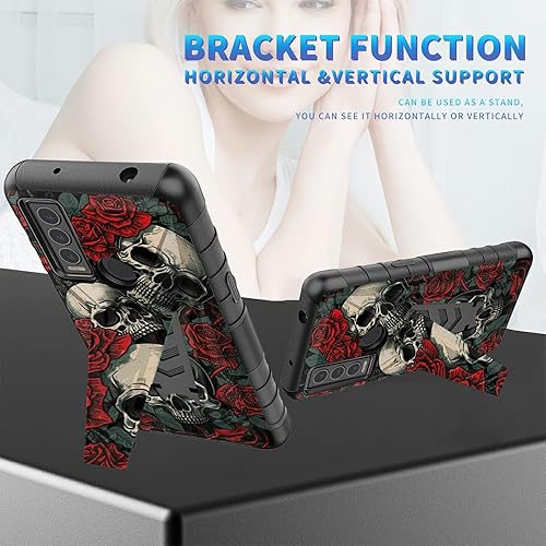 Miniatura 21 de AT&T Calypso 2 (U319AA) Funda con protector de pantalla de vidrio templado resistente con función atril integrado para debut de críquet, ciervo