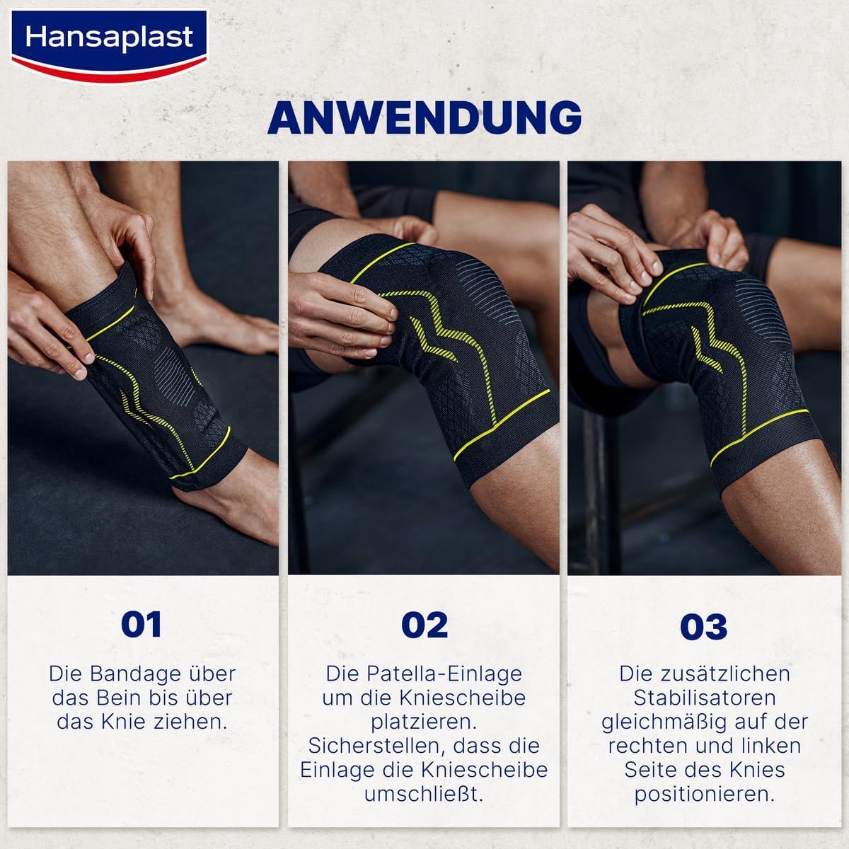 Hansaplast Performance Knie-Bandage, Kniebandage stabilisiert & entlastet das Gelenk, Bandage für rechtes & linkes Kniegelenk unterstützt die aktive Erholung, Größe L/XL
