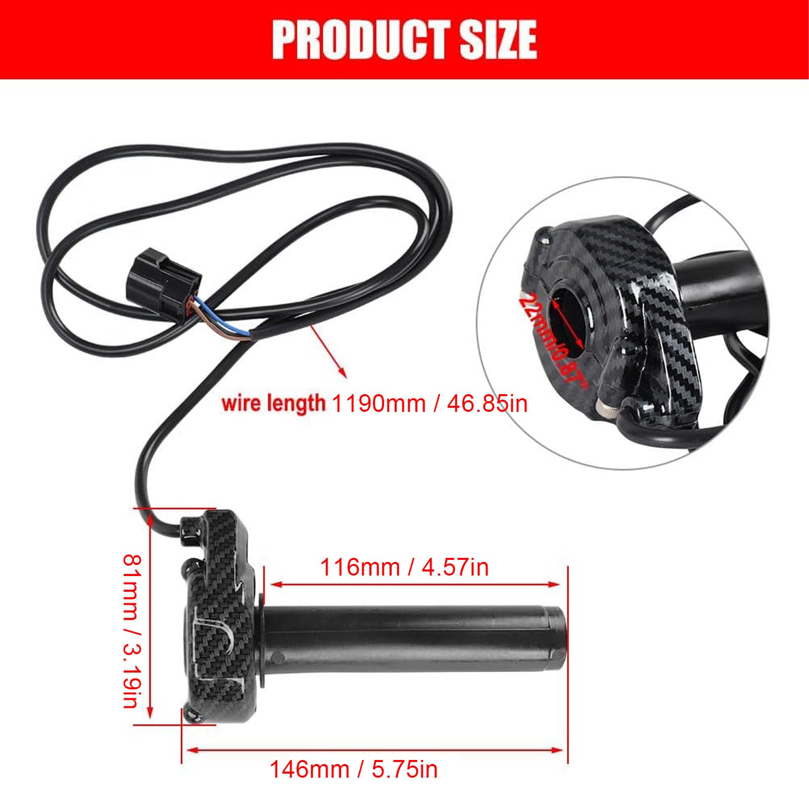aqxreight Poignée D'accélérateur avec Roulement à Rouleaux, ABS Haute Résistance, Remplacement pour Surron Light Bee X S X160 X260, Accessoires électriques (style fibre de carbone)