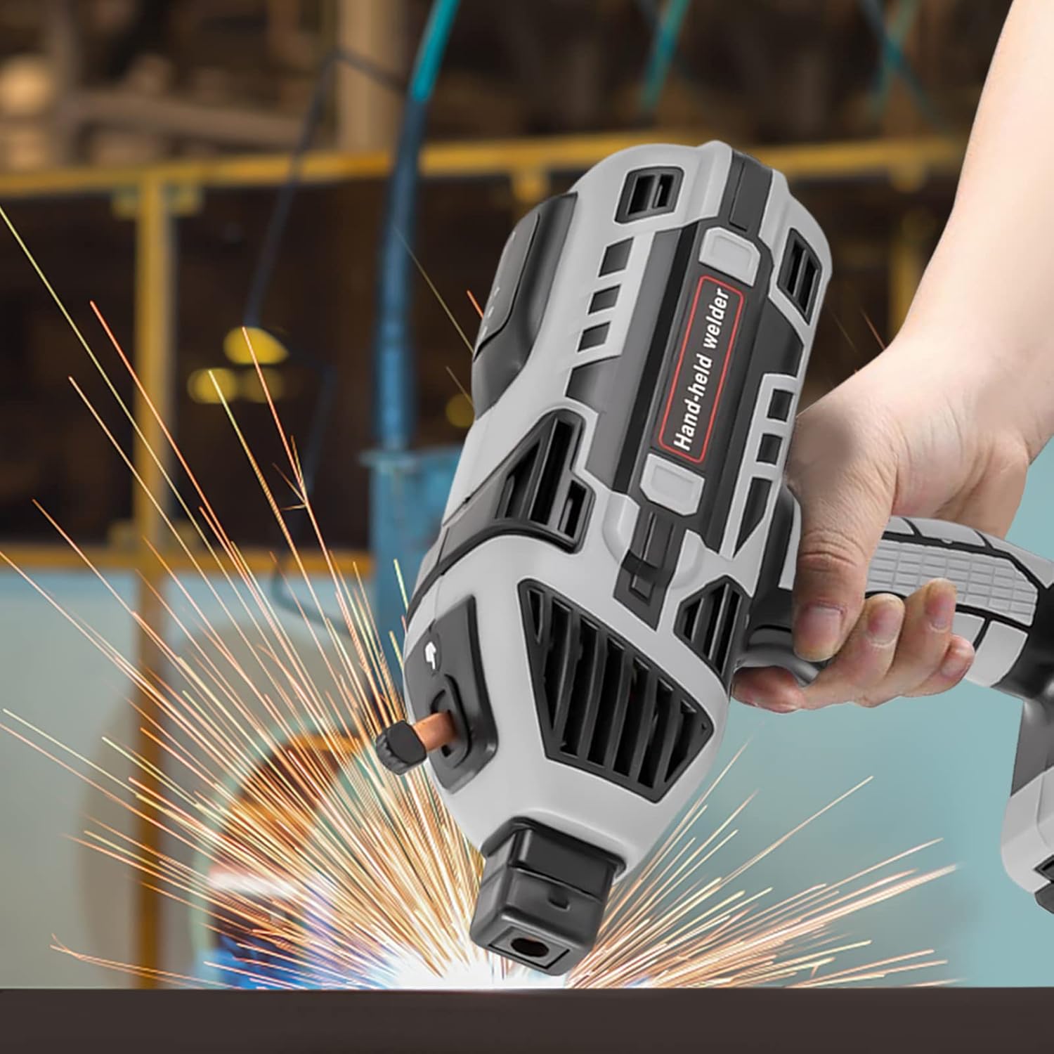 Welding Machine Kit, IGBT Standing Handheld Welding Machine Portable ARC Welder Machine Gun with 6 variable current adjustment, 110V