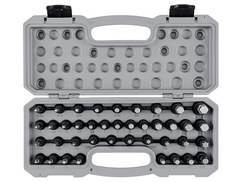 Jogo de soquetes de impacto com bits TEKTON, encaixe de 9,5 mm (3/8 pol.), hexagonal, Torx e estriado triplo, SIB91301, 40 peças