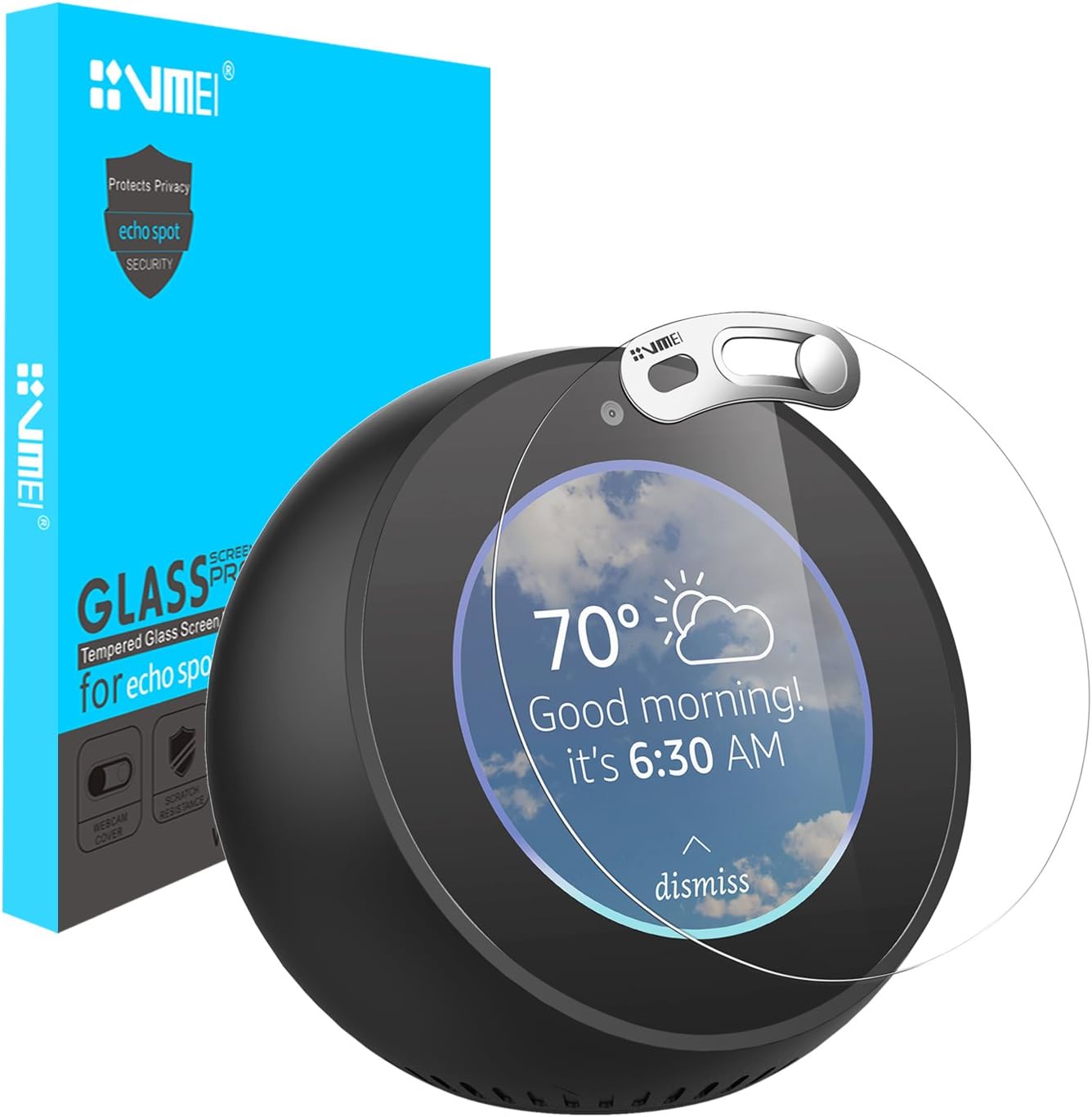 Echo Spot Screen Protector-Protect The Echo Spot's Screen, Remove Residual Fingerprints and Protect The Privacy of Users.Designed by VMEI (Silver)
