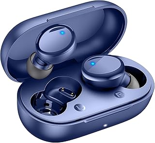 Lanteso True Wireless Bluetooth 5.3 Earbuds, 48H Playtime,Light Weight Headphones in Ear Buds Built in Mic Headset Premium Sound with Deep Bass,Clear Calls Earphones for Sports Workou Blue