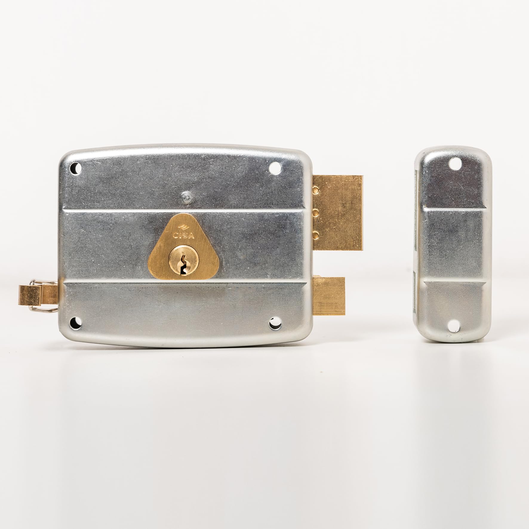 CISA - Serrure de porte en fer à appliquer 15052160179 - Serrure en acier galvanisé avec cylindre et tige en laiton - Serrure de porte extérieure Entrée 60 - Main Droite Appliquer